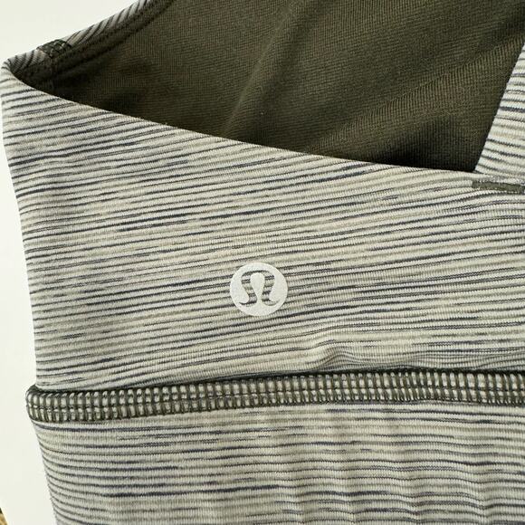 Lululemon Energy Bra Strappy Back Heather Gray Black Green Striped | Size 8 - Picture 4 of 5